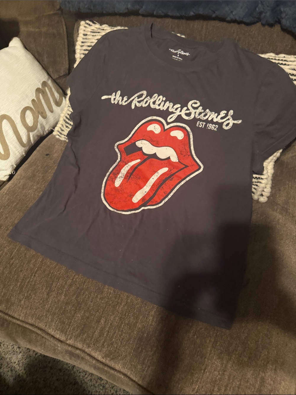 the Rolling Stones Navy Kids Short-Sleeve Tee with Red Tongue Logo